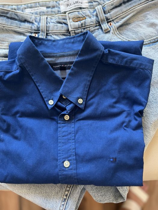 Оригинална мъжка риза Tommy Hilfiger + подарък дънки Pull&Bear