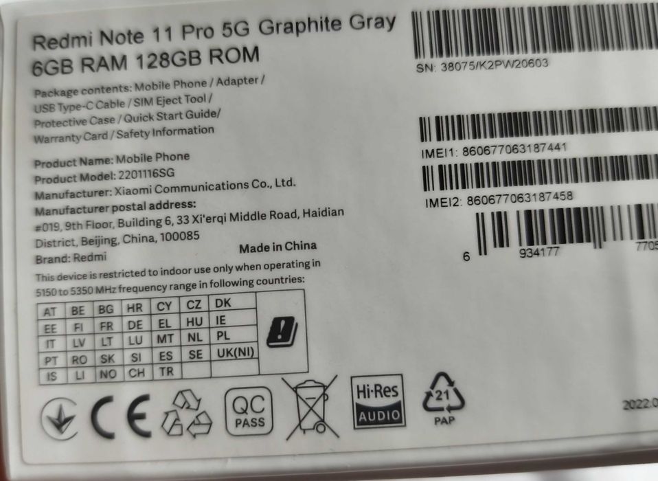 Vand smartphone Xiaomi Redmi Note 11 Pro 5G