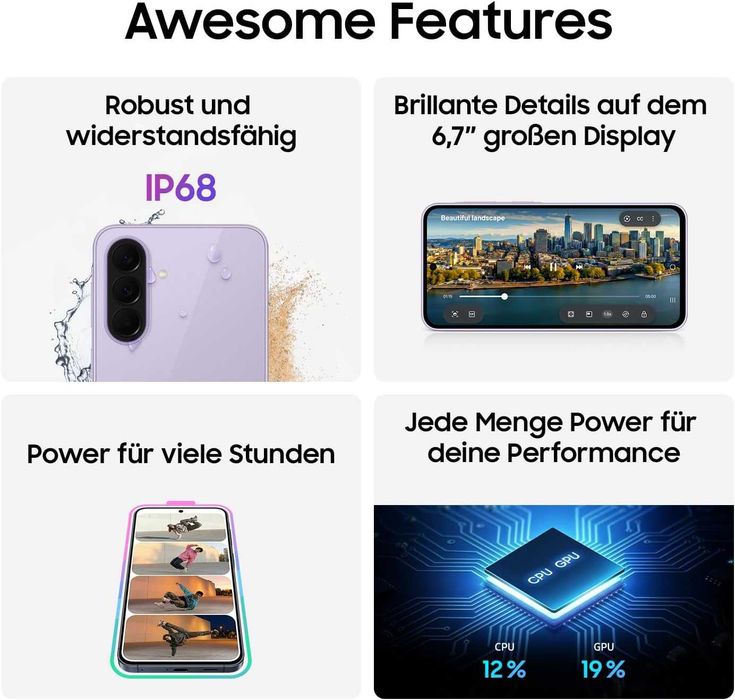 Samsung Galaxy A37 A376 5G Dual Sim 6GB RAM 128GB - Awesome Charcoal,  Graygreen,  Lavender,  White Нов! 2г Гаранция!