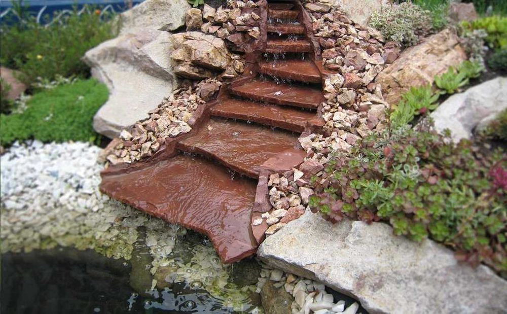 Строительство водопад ручей пруд с  светодиодной подсвет и пул упр