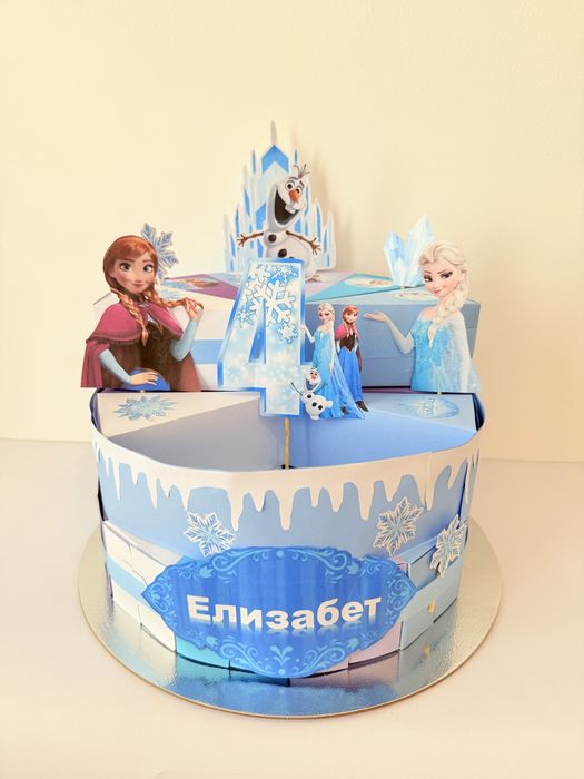 Елза и Анна картонена торта за рожден ден