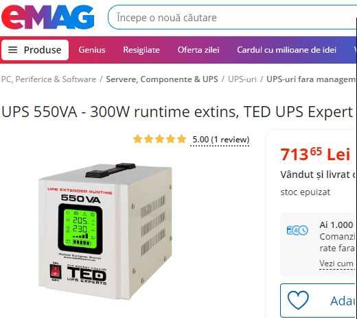 UPS SINUSOIDA PURA, stabilizator, invertor, inclusiv pt CENTRALE TERM.