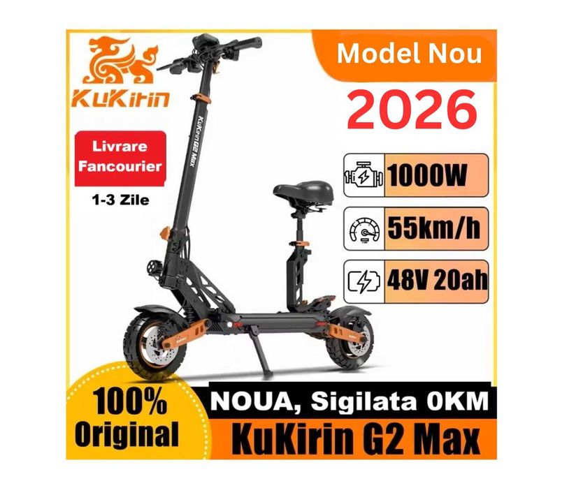 Sigilata NOUA‼️KuKirin G2 Max 2026‼️1000W 60Km/h, Baterie 20Ah + Scaun