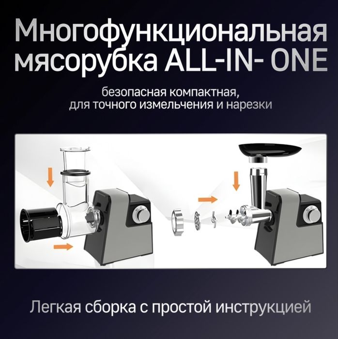 Мясорубка KAMESU MultiFunction Pro черный, серый