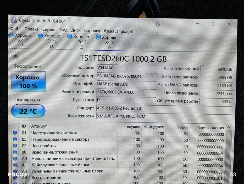Внешний SSD 1Tb Transcend оригинал