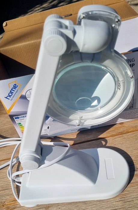 Lampa de birou cu lupa, 12 W, lumina rece, alb, clasic