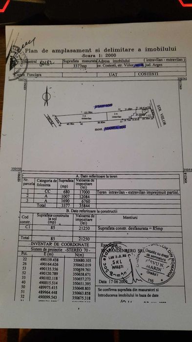 Teren curs constructii 3370mp ~ Costesti, Arges