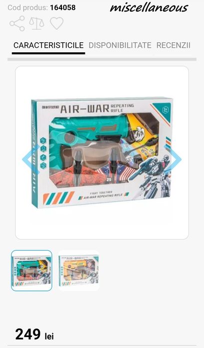 Armă de jucărie miscellaneous Catapulta-pistol cu avioane17cm