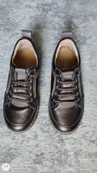 Pantofi casual elegant copii maro auriu Marelbo piele