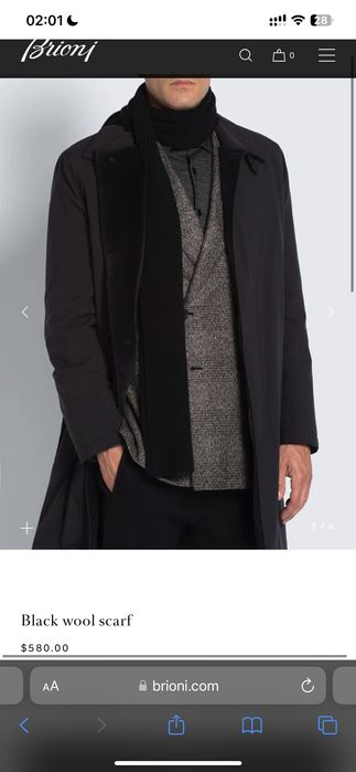 Brioni шарф 100% шерсть