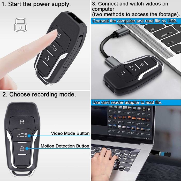 Mini camera ascunsa in cheie de masina, mini cameră de supraveghere cu înregistrare audio și video