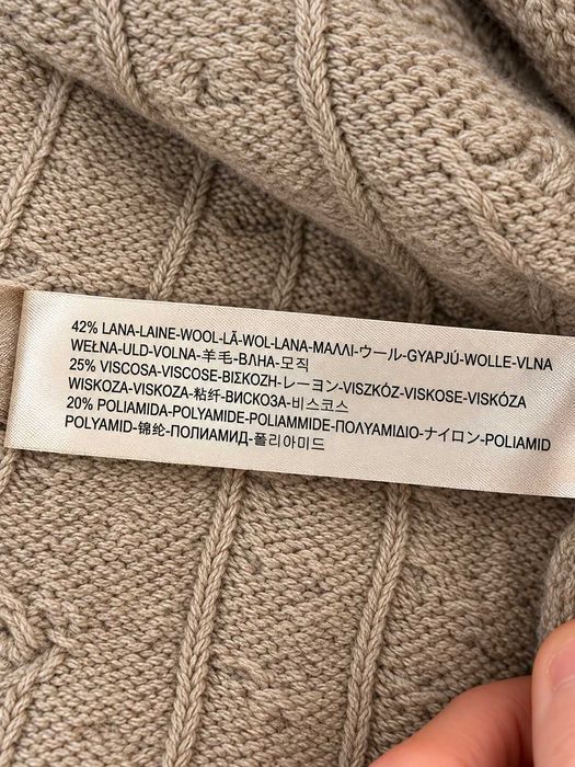 Cardigan Massimo Dutti damă din amestec de lână, bej, tricot torsadat cu guler șal, Mărimea S