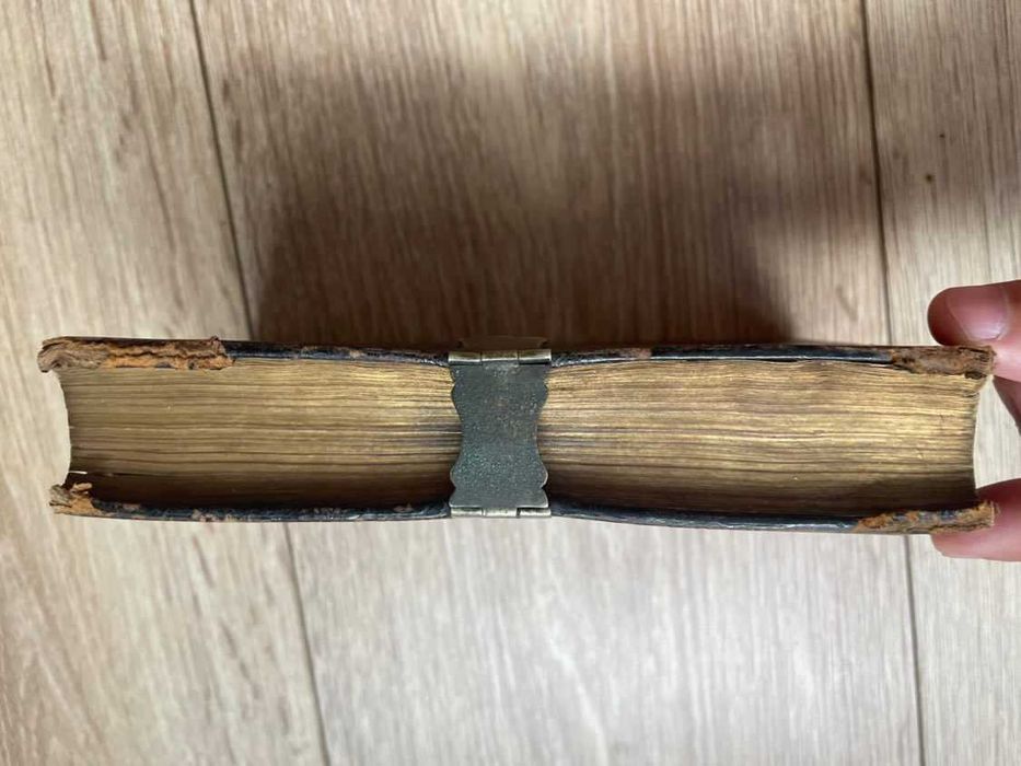Biblia / Biblie veche,1848, engleza, 17x11x3 cm, coperta piele, incuietoare