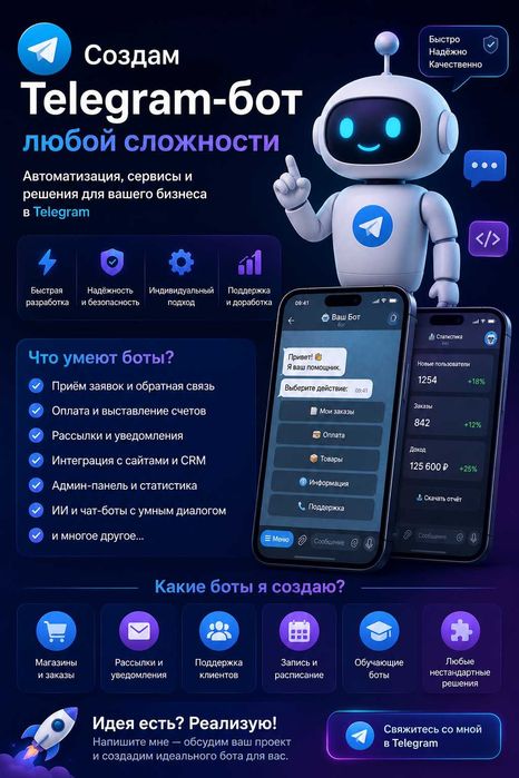 Телеграм-бот любой сложности.