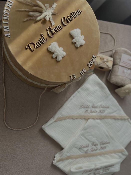 Lumanare botez/trusou botez/cutie trusou/cadou babyshower/tavita mot