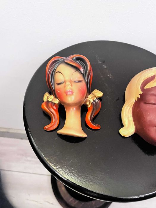 Set trei bibelouri masti statuete bibelou W Germania ceramice vechi