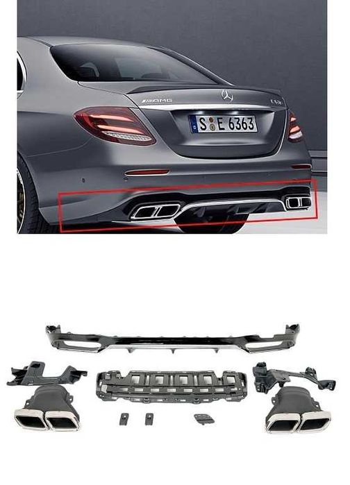Заден дифузьор хром Mercedes-Benz E63s AMG Sedan W213 (2016-2019)