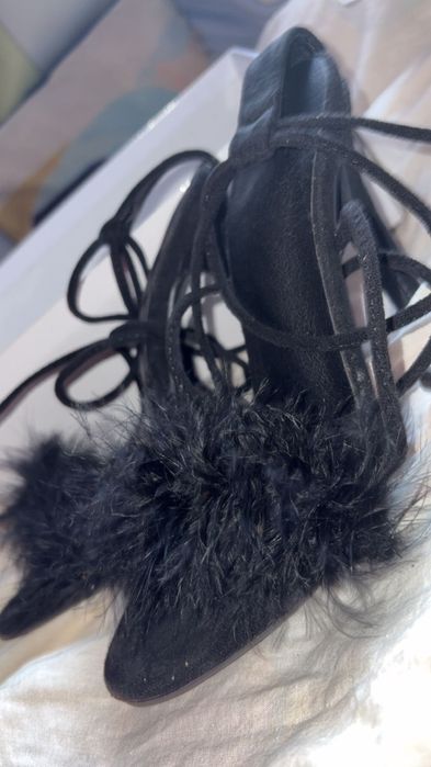 Sandale de damă cu toc înalt și piele întoarsă