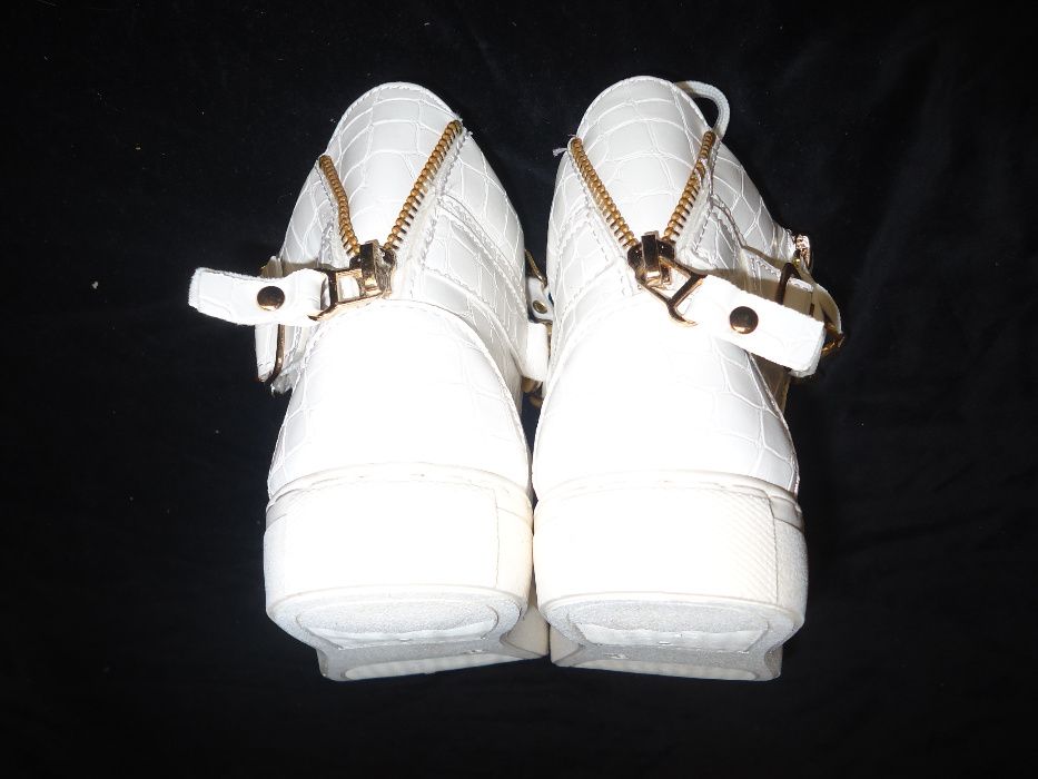 Sneakers albi dama botine albe piele eco ghete lanturi aurii