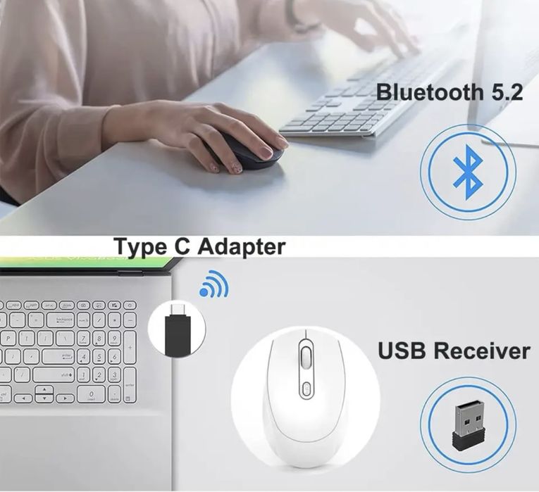 Нова Безжична мишка 2,4G Bluetooth DPI с USB 10м обхват