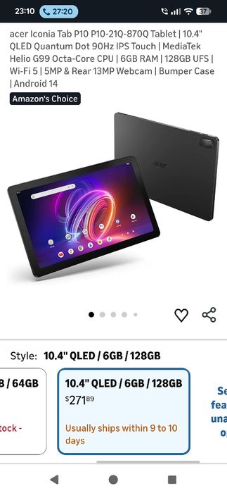 Tableta Acer P10-21, 128 gb, 6gb ram