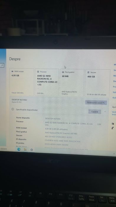 Acer Aspire AMD E2 9010 +2G 500Gb/4Gb rami DDR4