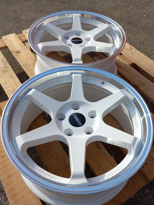 17" 5х114.3 Rays T37 Diamond Lip White Volk Racing 7.5j et 35 Чисто Нови