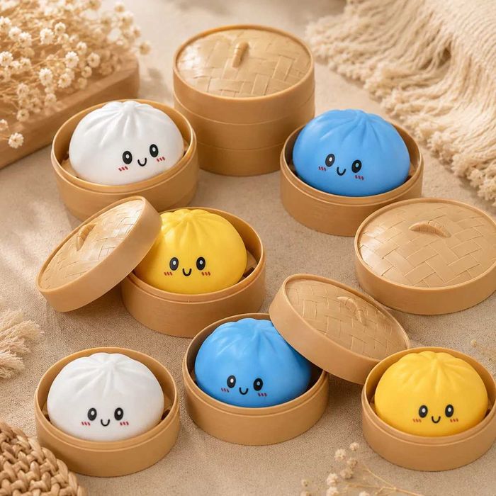 Jucărie antistres Squishy Dumpling, jucărie senzorială moale de strâns, gălușcă culoare Surpriză în cutie 10 cm