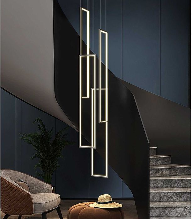 Модерна Лед LED полилей правоъгълна висяща лампа за хол, стълби 212