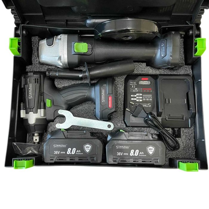 Акумулаторен ударен Гайковерт и Ъглошлайф 36V 8,0Ah StahlMayer