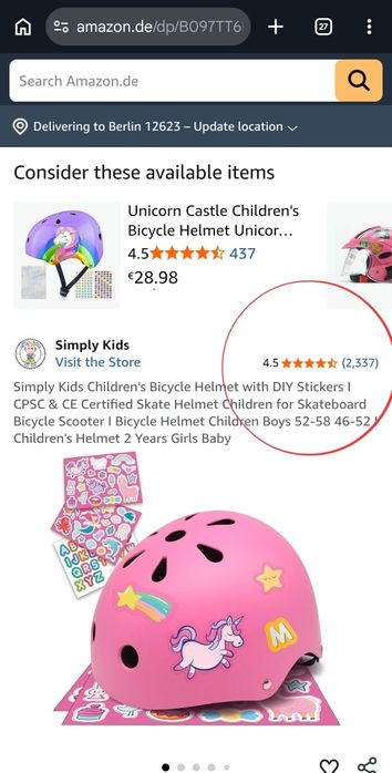 Детска защитна каска Simply Kids със стикери, Размер M, 8-14г