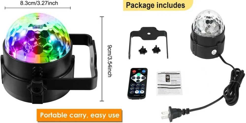 Proiector Laser Disco cu Senzor de Sunet, LED RGB, Revelion Nou!