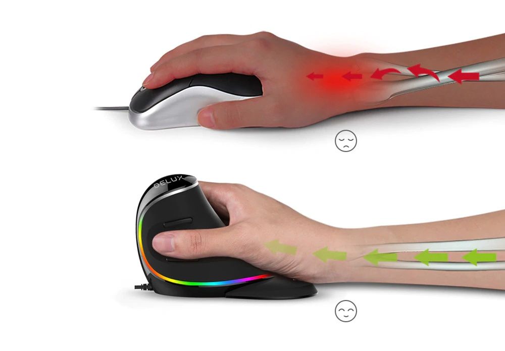 Delux M618Plus RGB Ergonomic Vertical Mouse 6 Buttons 4000 DPI Optical
