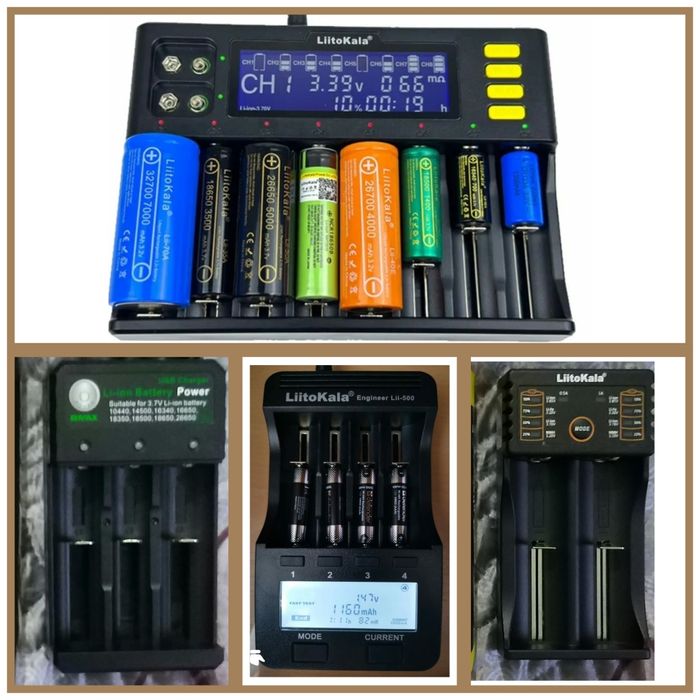 Зарядное для любых цилиндрических аккумулятров и кроны