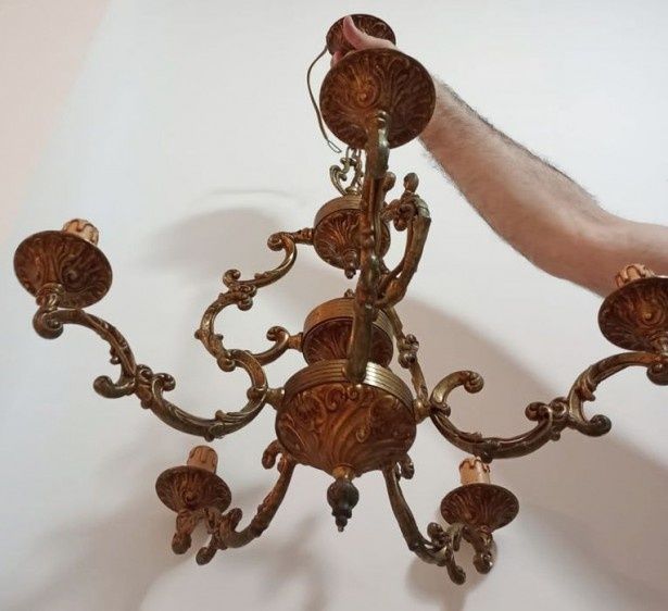 Candelabru din bronz masiv cu 5 brațe in stilul francez Louis ,piesa c