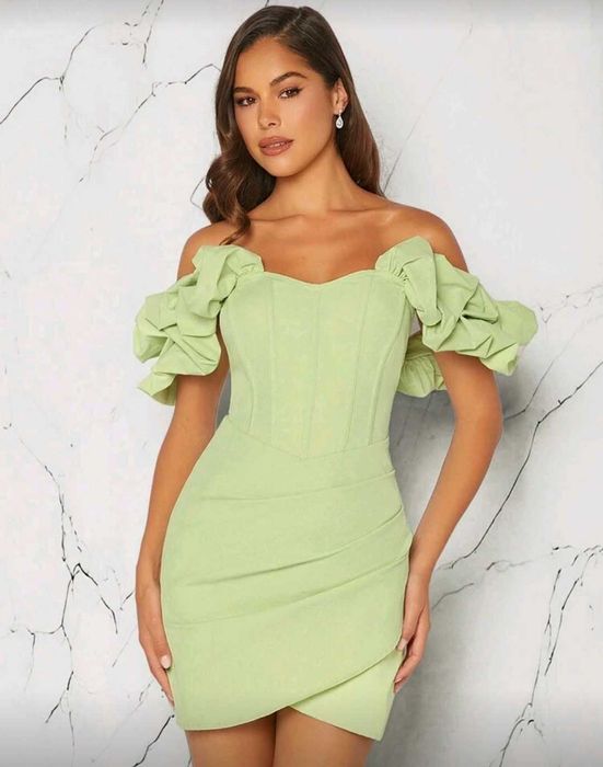 Кукленска рокличка в розово и секси зелена