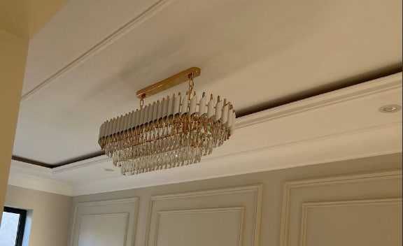 Люстра с кристаллами, белая и черная, овальная, для зала и гостиной,.