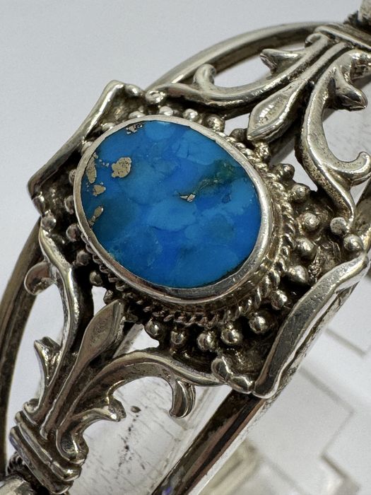 Bratara veche argint 925, Navajo cu pietre turcoaz.