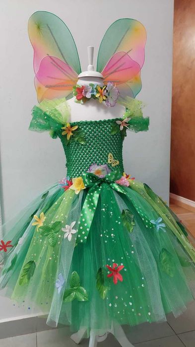 Rochita TUTU Clopotica TinkerBell frunze Zana Naturii Padurii serbare