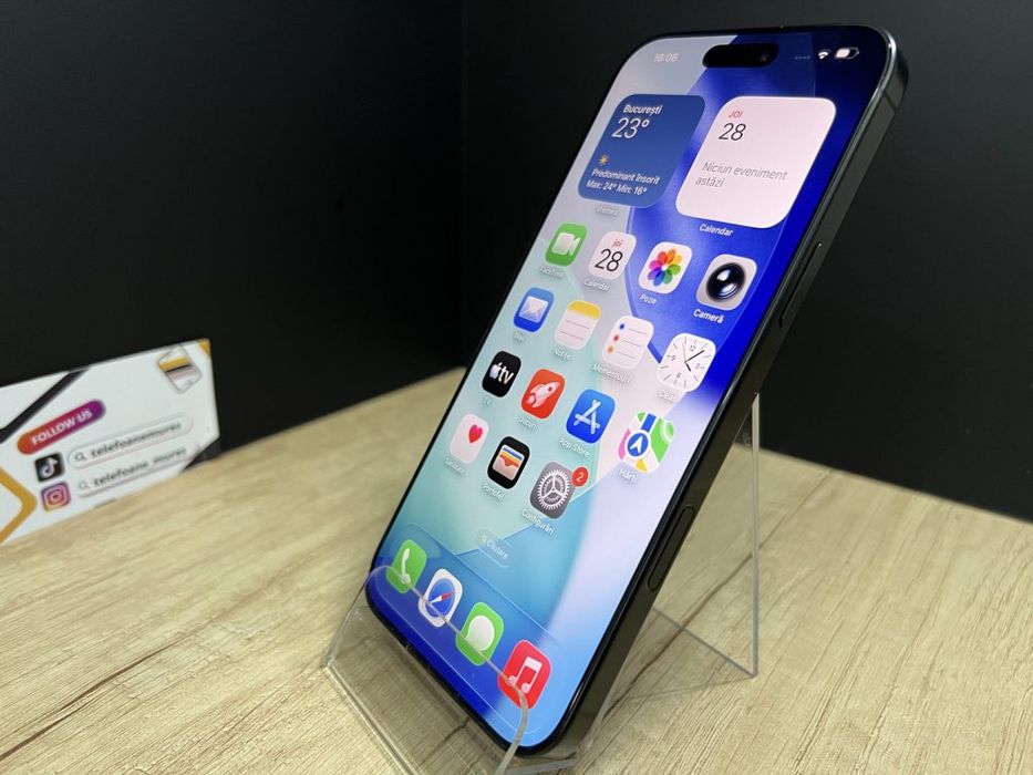 iPhone 16 Pro Max 256Gb Black Titanium Second-Hand 3 ani garanție, Tel