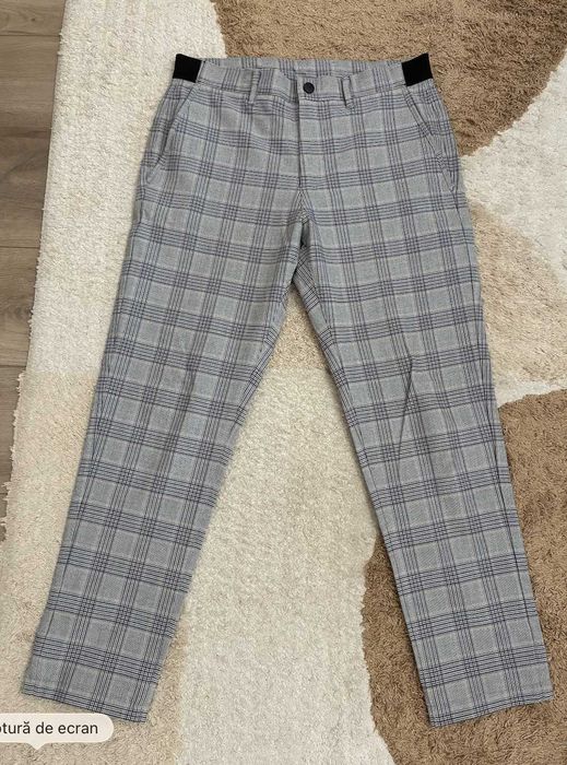 Pantaloni Eleganti Bărbați Zara Mărimea M Carouri Gri Mărimea M -EUR40-