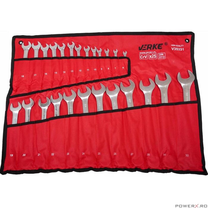 Set chei combinate, 25 piese, 6-32 mm, crom-vanadiu, Verke