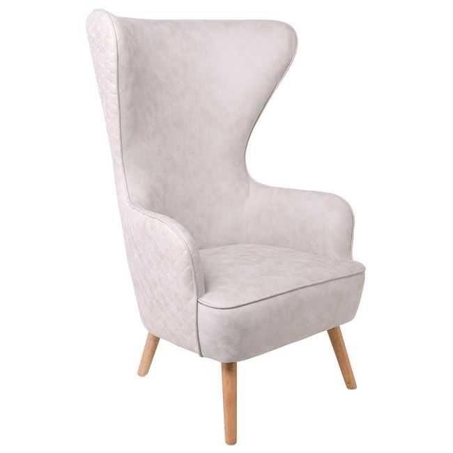 Кресло DOVELA, дървена рамка и капитонирана ленена дамаска в два цвята