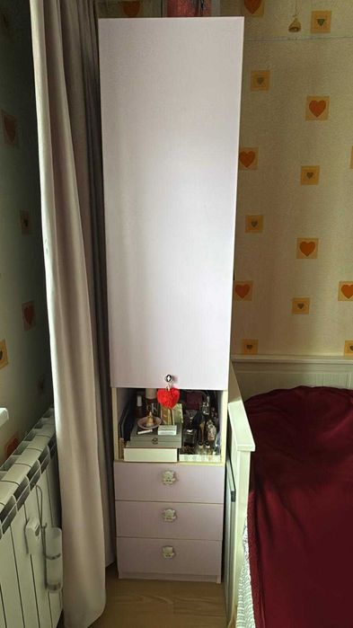 Dulap roz lila/+3 sertare, 60x45x215 cm si lada depozitare