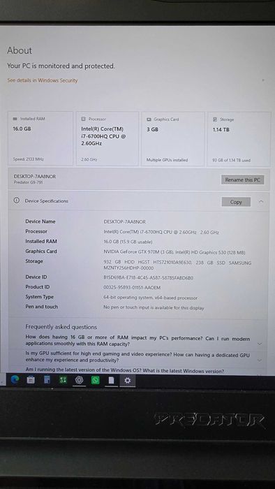 Acer Predator 17 G9-791 / i7 / 16GB / GTX 970M / SSD + HDD + пълен комплект