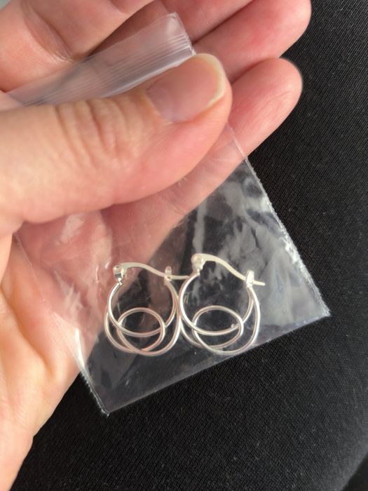 Сребърни обеци винт+халки