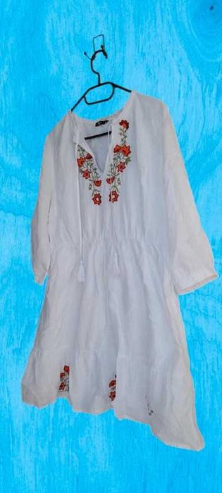 Rochie TEX dama 100% bumbac cu broderie florala