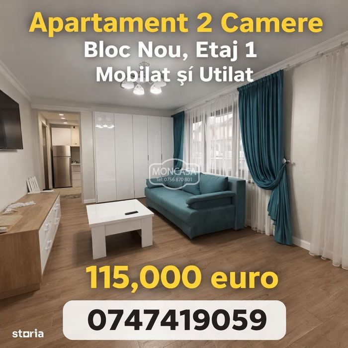 Apartament 2 camere decomandat, S- 70 mp, bloc nou, etaj 1