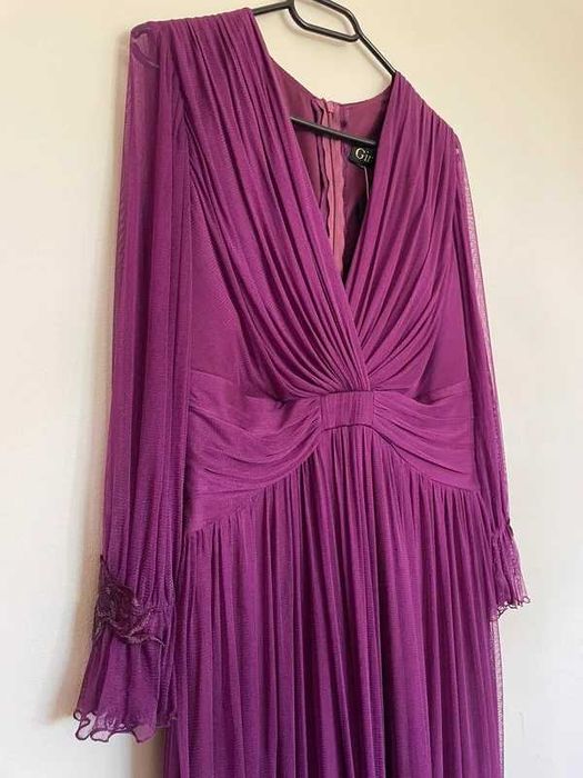 Rochie mov din matase naturala Ginette, marimea 44 (L), NOUA cu eticheta