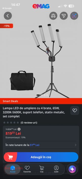 Lampa led 4 brate